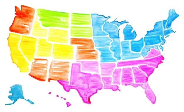 A map of the United States, with each state colored according to the strength of its RPS policy. States with stronger RPS policies are shown in darker shades of green, while those with weaker or no RPS policies are in lighter shades.
