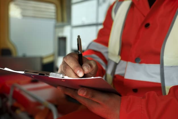 A fire safety inspector examining an ESS installation, checking for compliance with NFPA standards and local regulations. The image illustrates the enforcement of safety regulations.