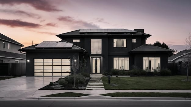 A modern home with solar panels on the roof and a sleek energy storage system visible on the side of the house. The image is taken during a sunny day, emphasizing the integration of renewable energy and energy storage in residential settings.