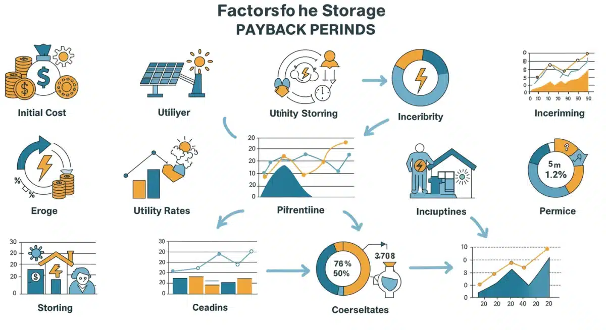 Infographic showing factors affecting energy storage payback.