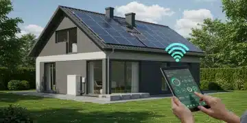 Boost Home Efficiency: Advanced Battery Storage for US in 2025 Modern home with solar panels and advanced battery storage system