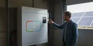 Residential energy storage battery in a modern home garage.