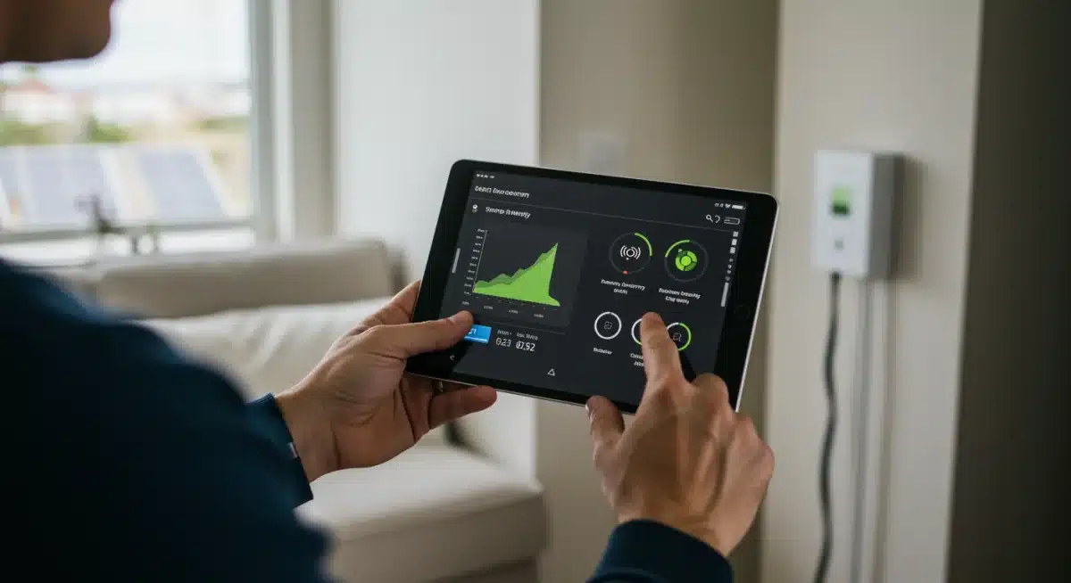 Homeowner checking energy usage on smart home app