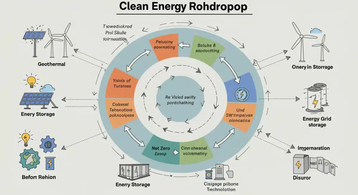 Infographic showing integrated clean energy roadmap components