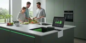 Modern 2026 kitchen with integrated composting system for zero waste living.