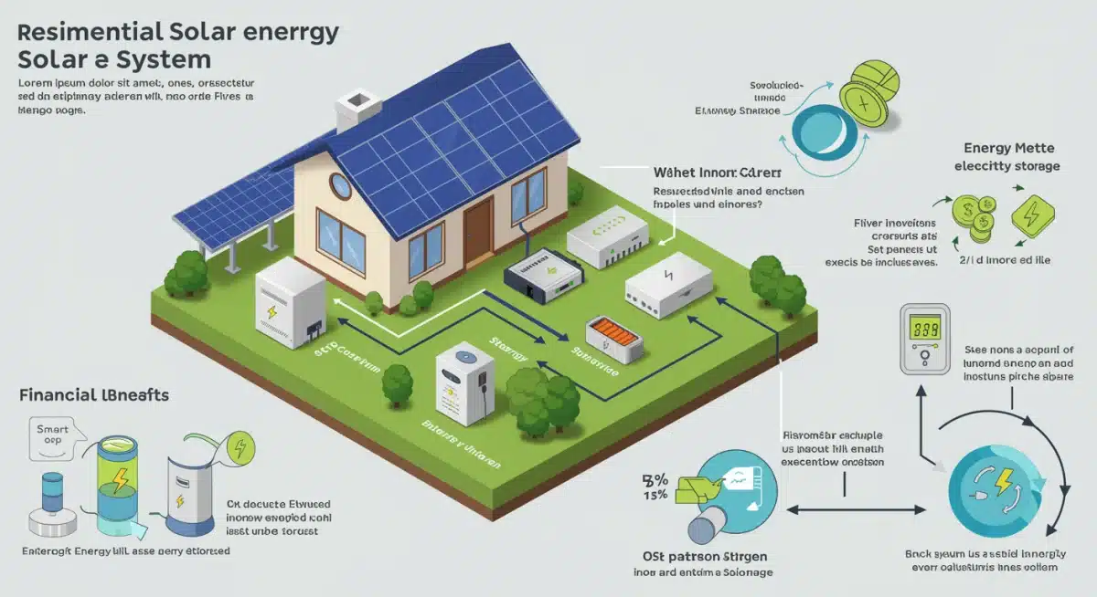 Infographic detailing residential solar system components and energy flow for optimal understanding.