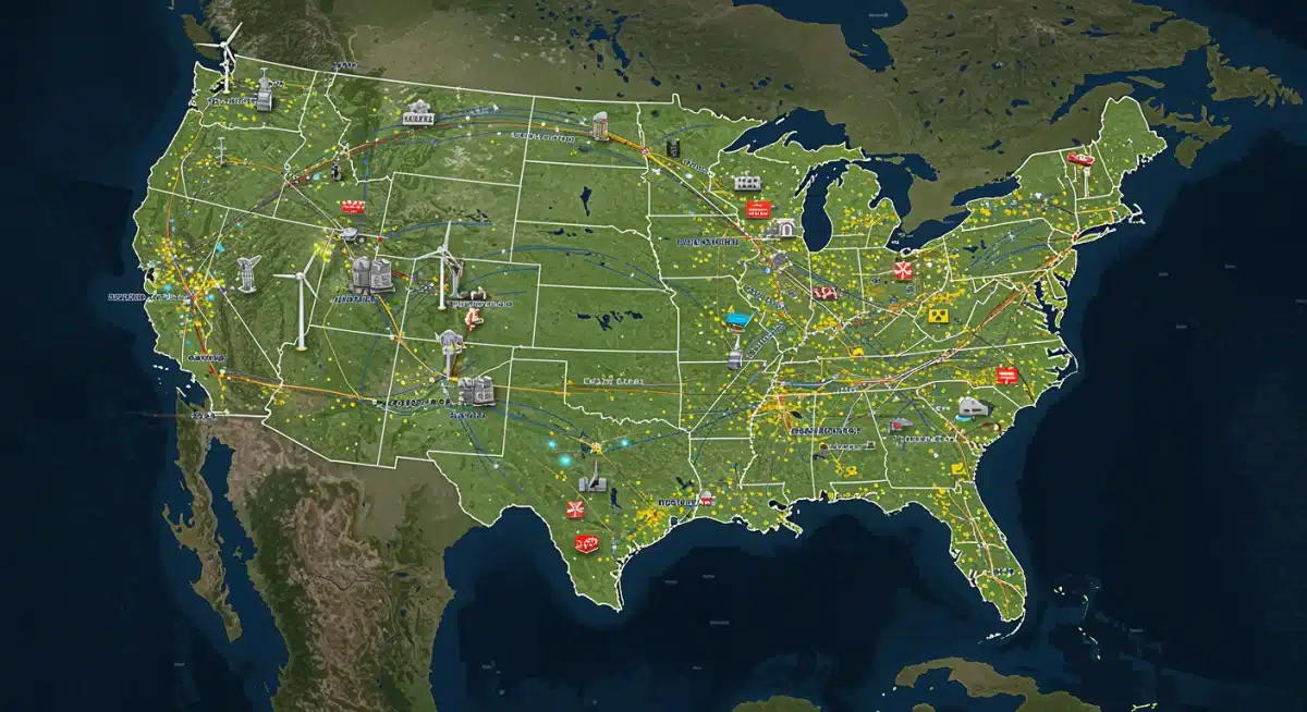 Digital map of U.S. energy grid with smart technology