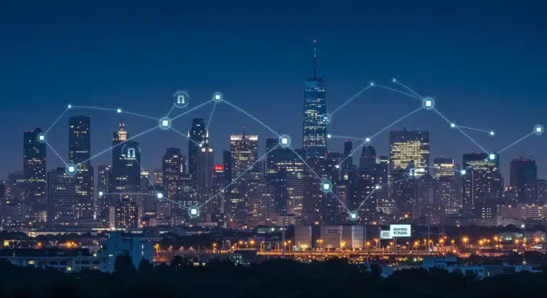Futuristic city with robust energy grid and advanced storage, symbolizing grid resilience and innovation.