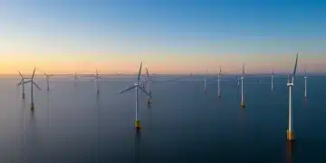 Offshore wind farm turbines generating clean energy in the U.S. in 2026.