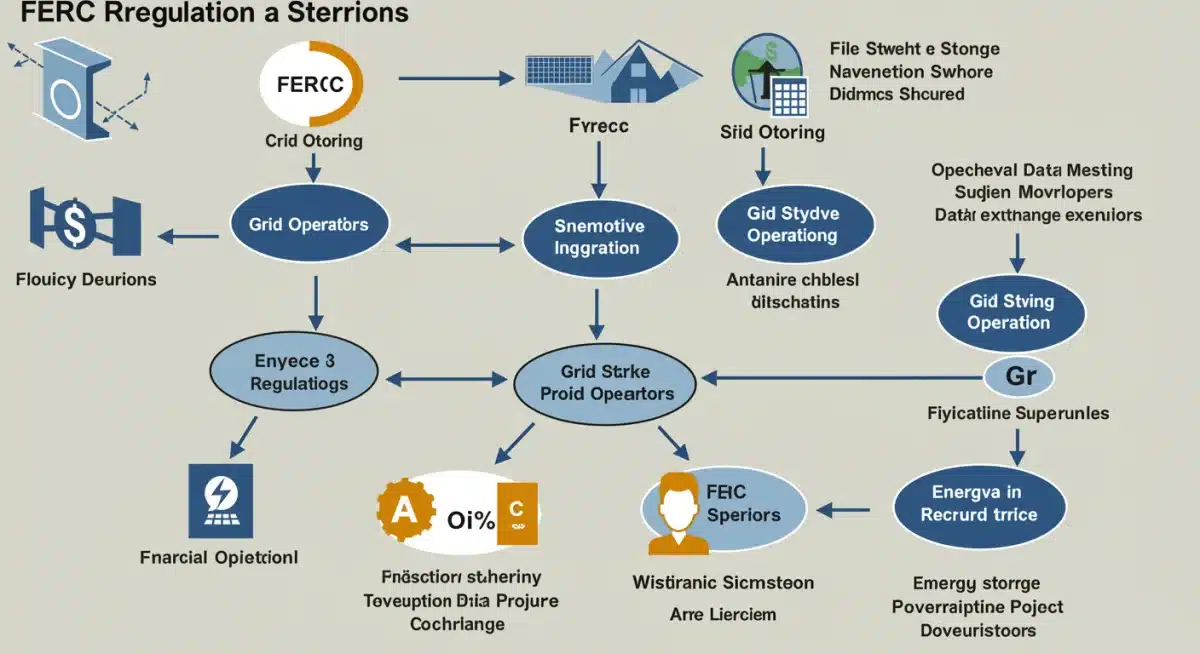 Infographic showing FERC's regulatory impact on energy storage development.