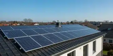 High-efficiency solar panels on a modern home rooftop by 2026, saving energy costs.