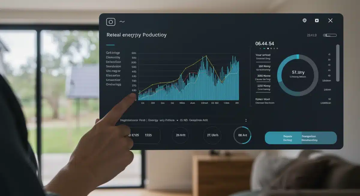 Homeowner monitoring energy savings from efficient solar panels on a digital dashboard.