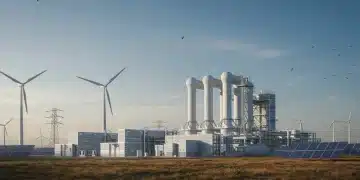 Large-scale energy storage facility integrating with renewable energy and transmission lines.