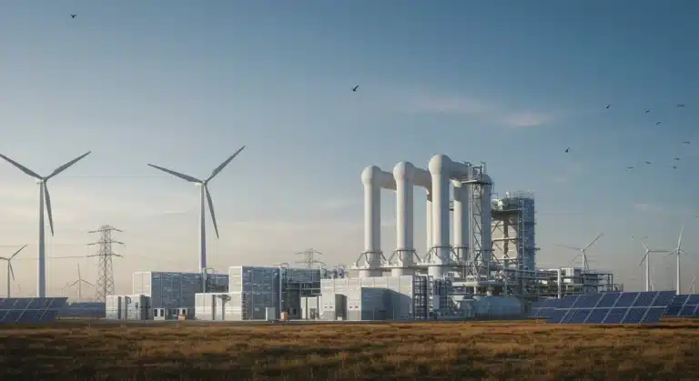 Large-scale energy storage facility integrating with renewable energy and transmission lines.