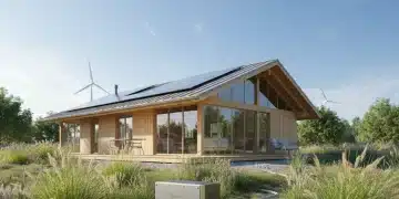 Modern home with geothermal heat pump system for energy savings