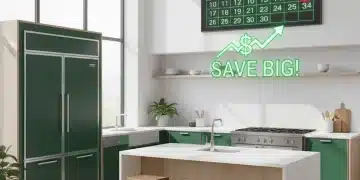 Modern kitchen with energy-efficient green appliances and a calendar marking the December 2026 incentive deadline.