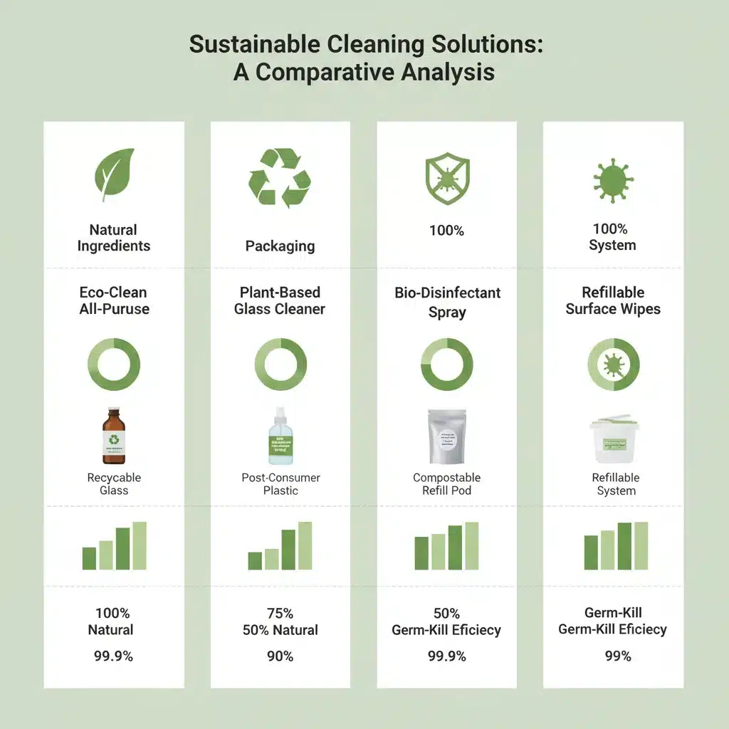 Infographic comparing features of top sustainable cleaning products