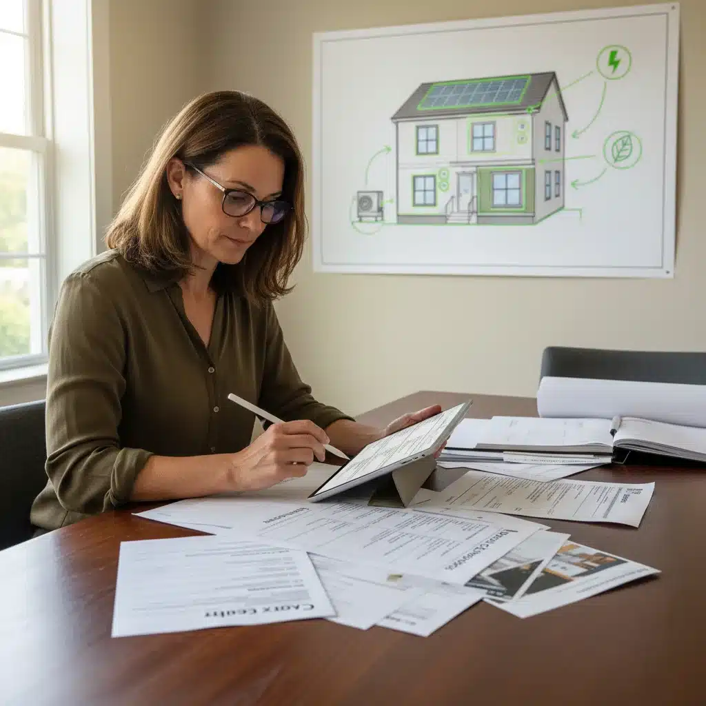 Homeowner reviewing checklist for eligible clean energy improvements.