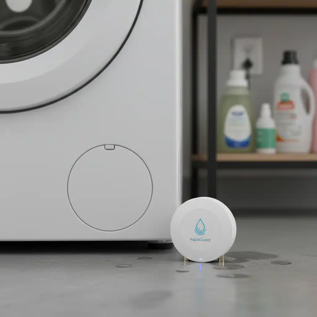 Smart water leak detection sensor near home appliance