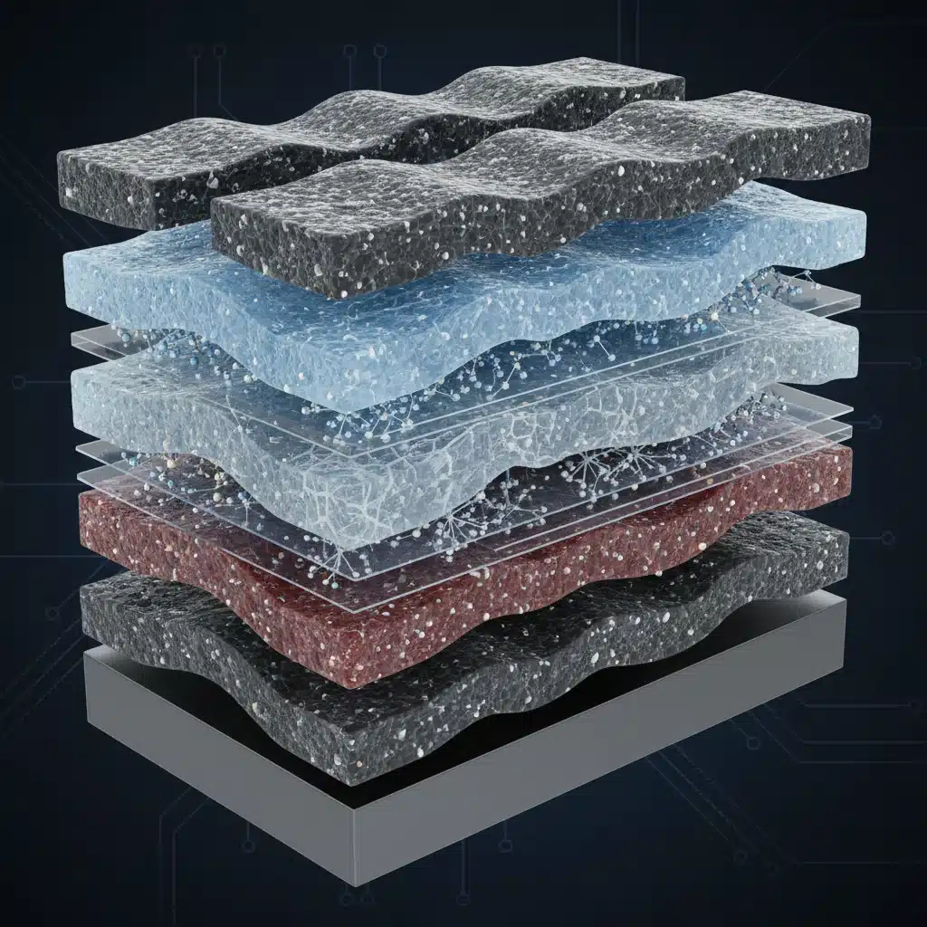 Conceptual diagram of a solid-state battery's internal structure