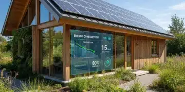 Modern home with solar panels and green landscaping, symbolizing energy efficiency and sustainability.