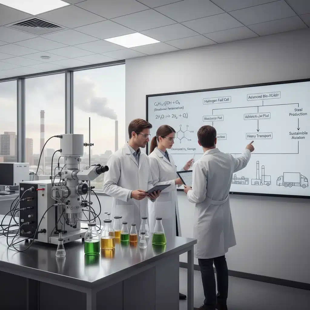 Scientists researching alternative fuels for heavy industry.