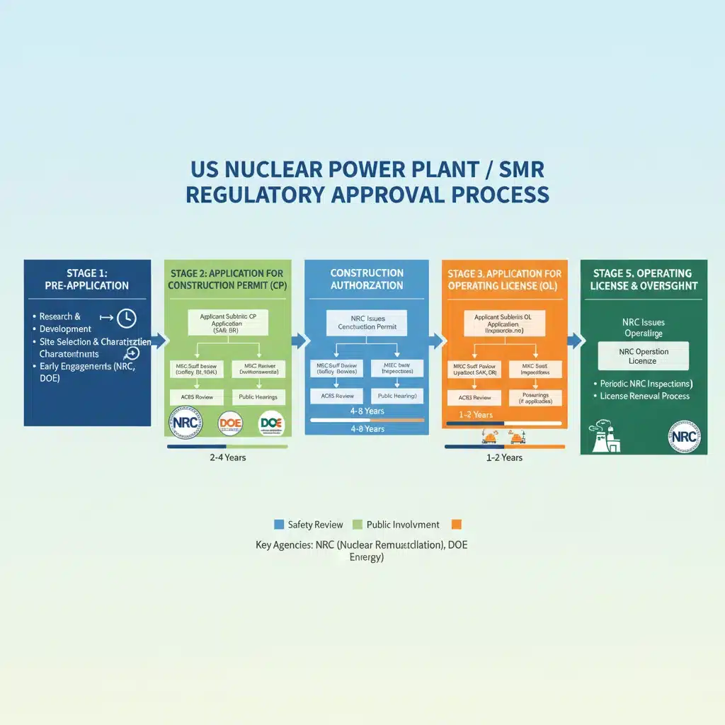 Infographic showing US nuclear regulatory approval process for SMRs