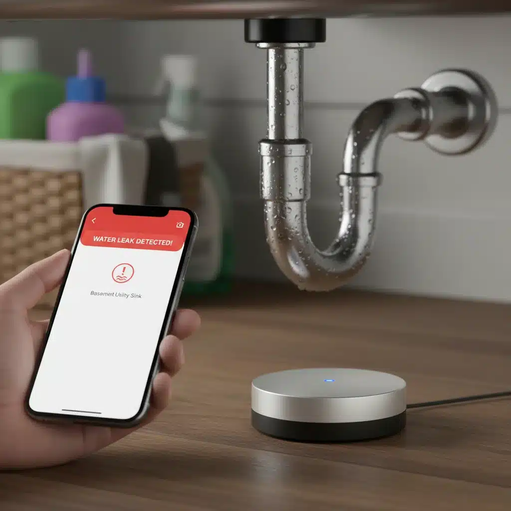 Smart water leak detection sensor with smartphone alert
