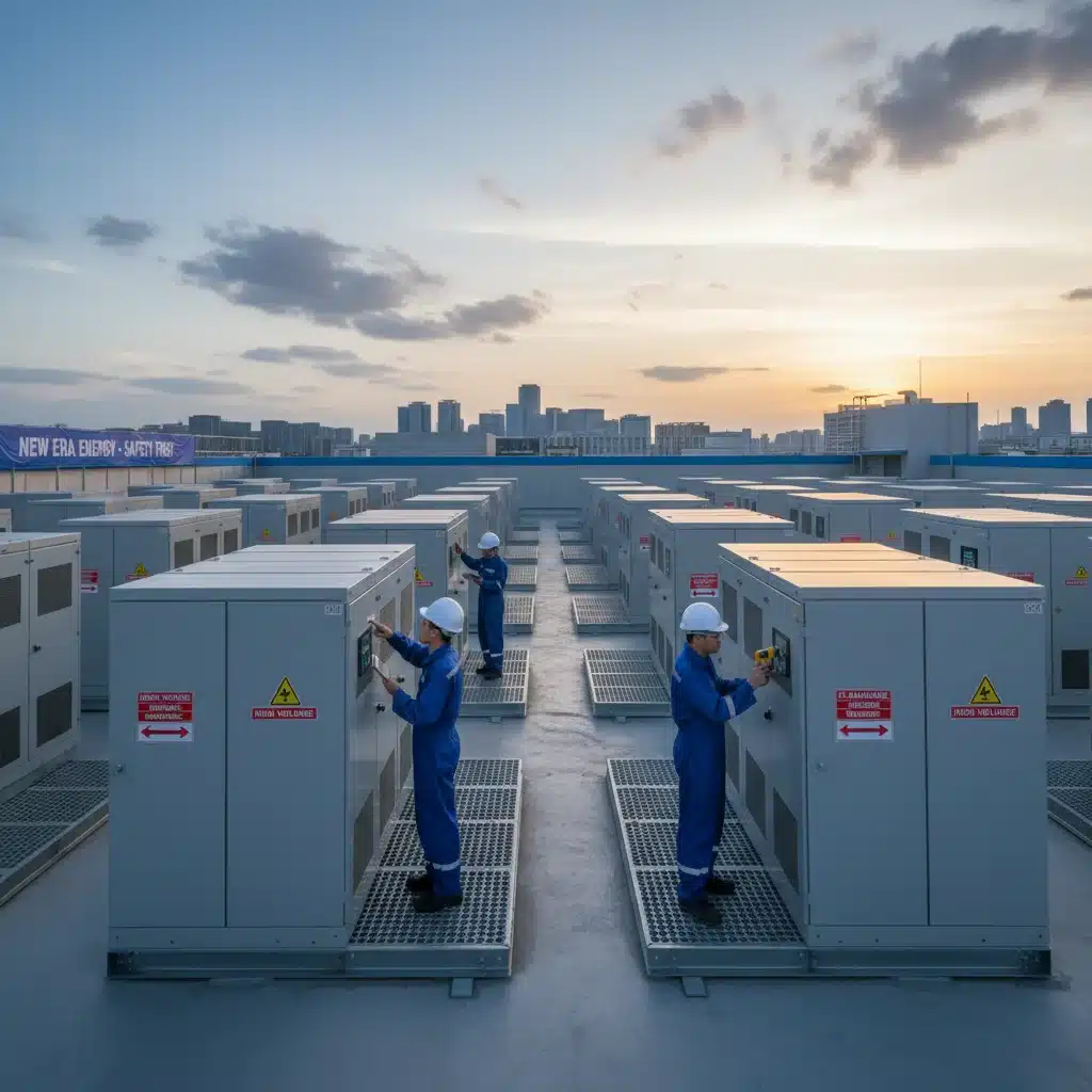 Commercial battery energy storage system installation with safety protocols