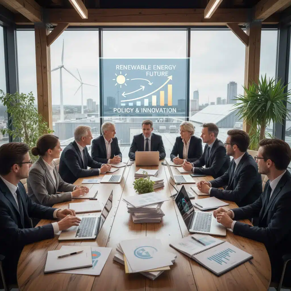 Policymakers discussing renewable energy incentives and future strategies.