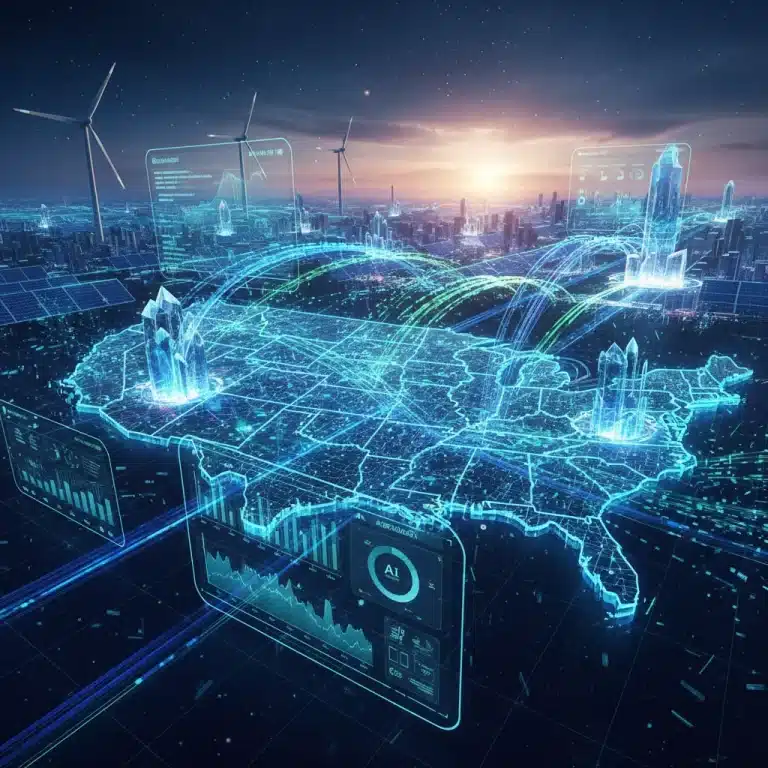 AI-powered smart grid optimizing clean energy distribution in the US
