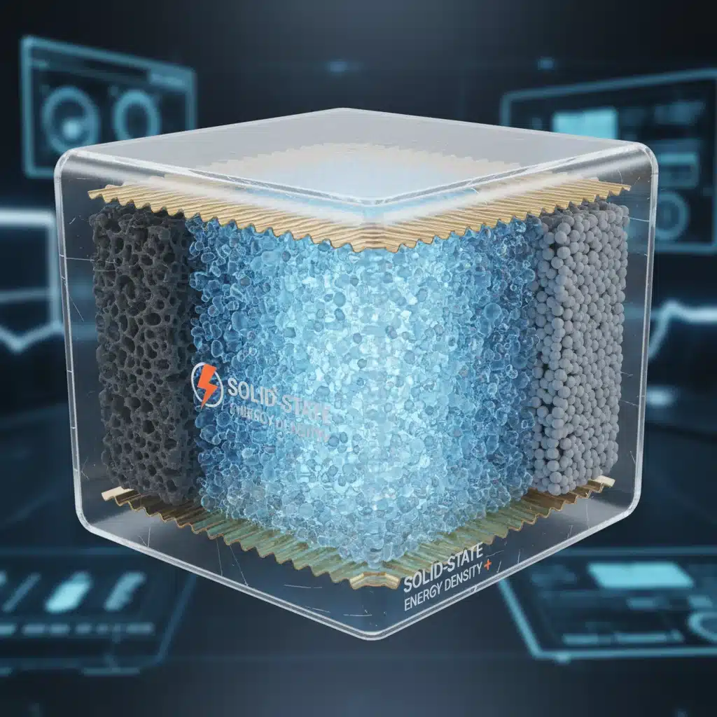 Conceptual rendering of solid-state battery cell with solid electrolyte